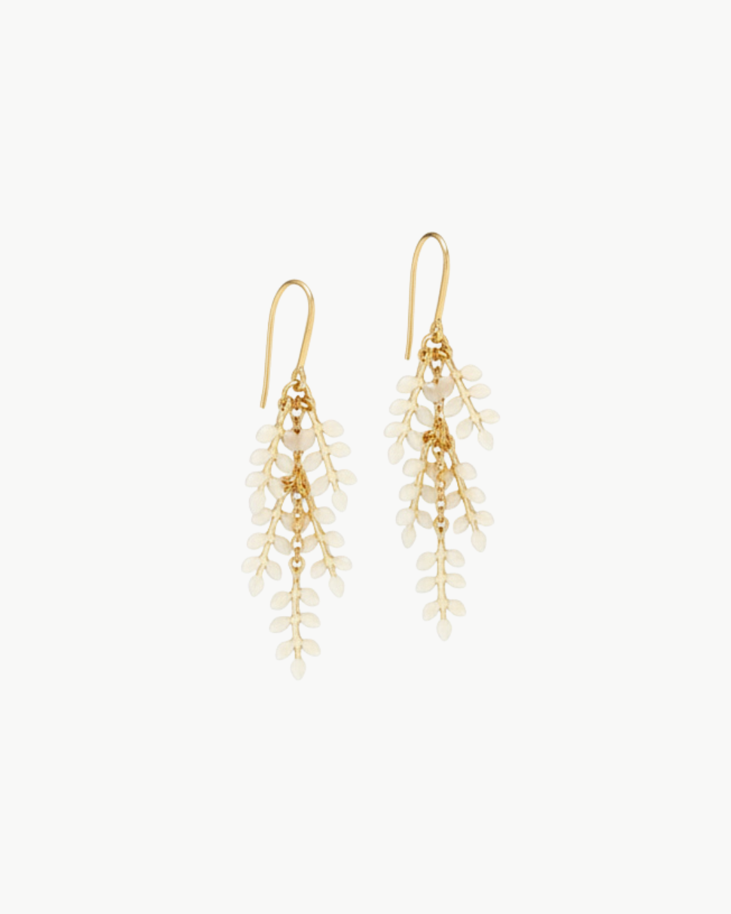 Ecru Large Leaf Motif Earrings