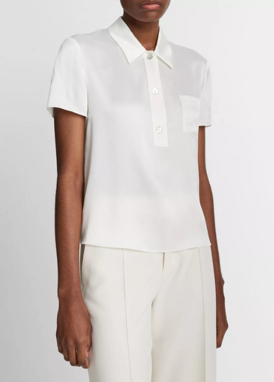 SILK SHORT-SLEEVE POLO IN OFF-WHITE