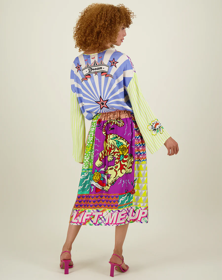 Me369 VANESSA PRINTED MIDI SKIRT at Romi Boutique