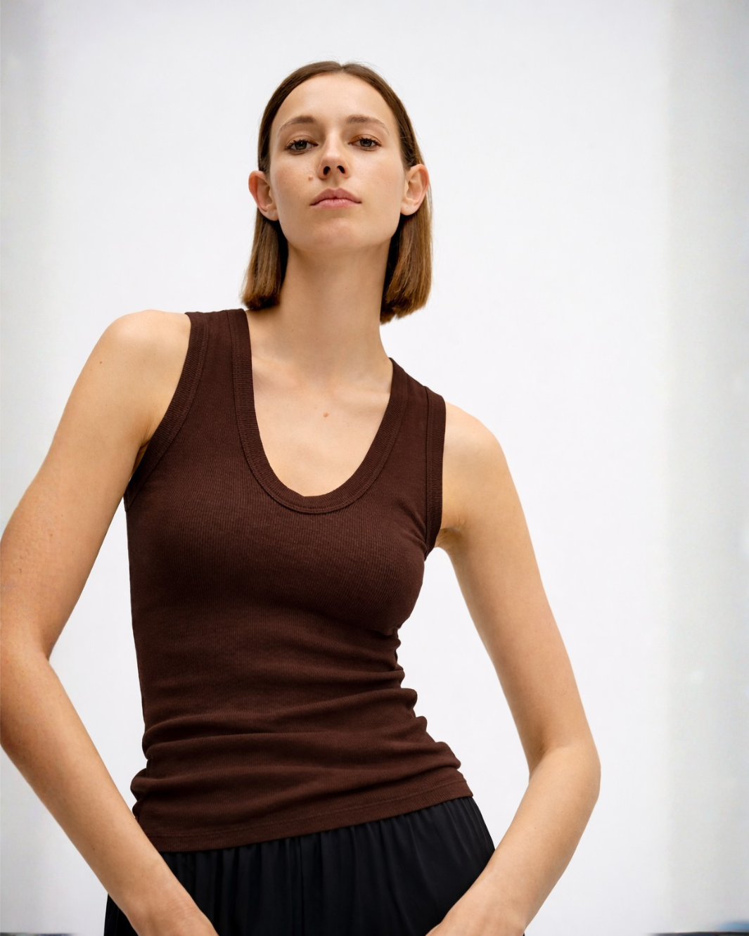Enza Costa TEXTURED RIB SLEEVELESS U at Romi Boutique