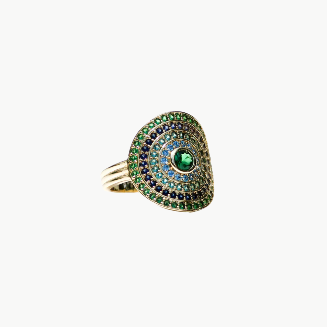 Native Gem Utopia Ring in Aqua Moss at Romi Boutique