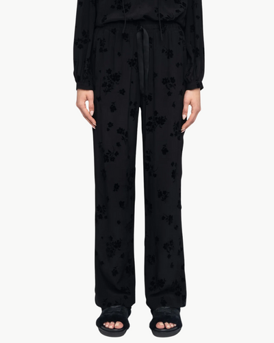 POMA SOFT FLOCK FLOWER PANTS IN BLACK