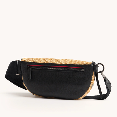 CHARLES CROSSBODY MED IN CHAPARRAL RAFFIA/GUNMETAL