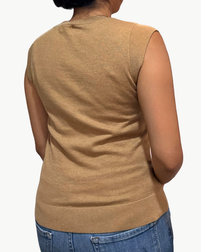 SUPIMA SCOOP NECK CAP SLEEVE TOP IN DESERT SAND - Romi Boutique