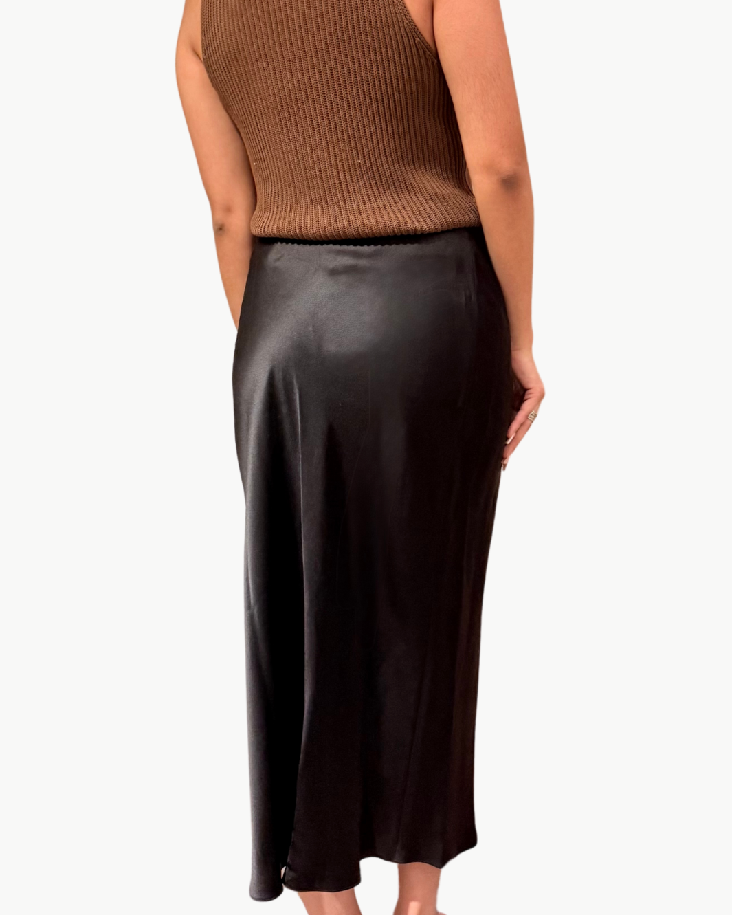 MIRANDA SCALLOP TRIM SILK SKIRT WITH LACE IN BLACK