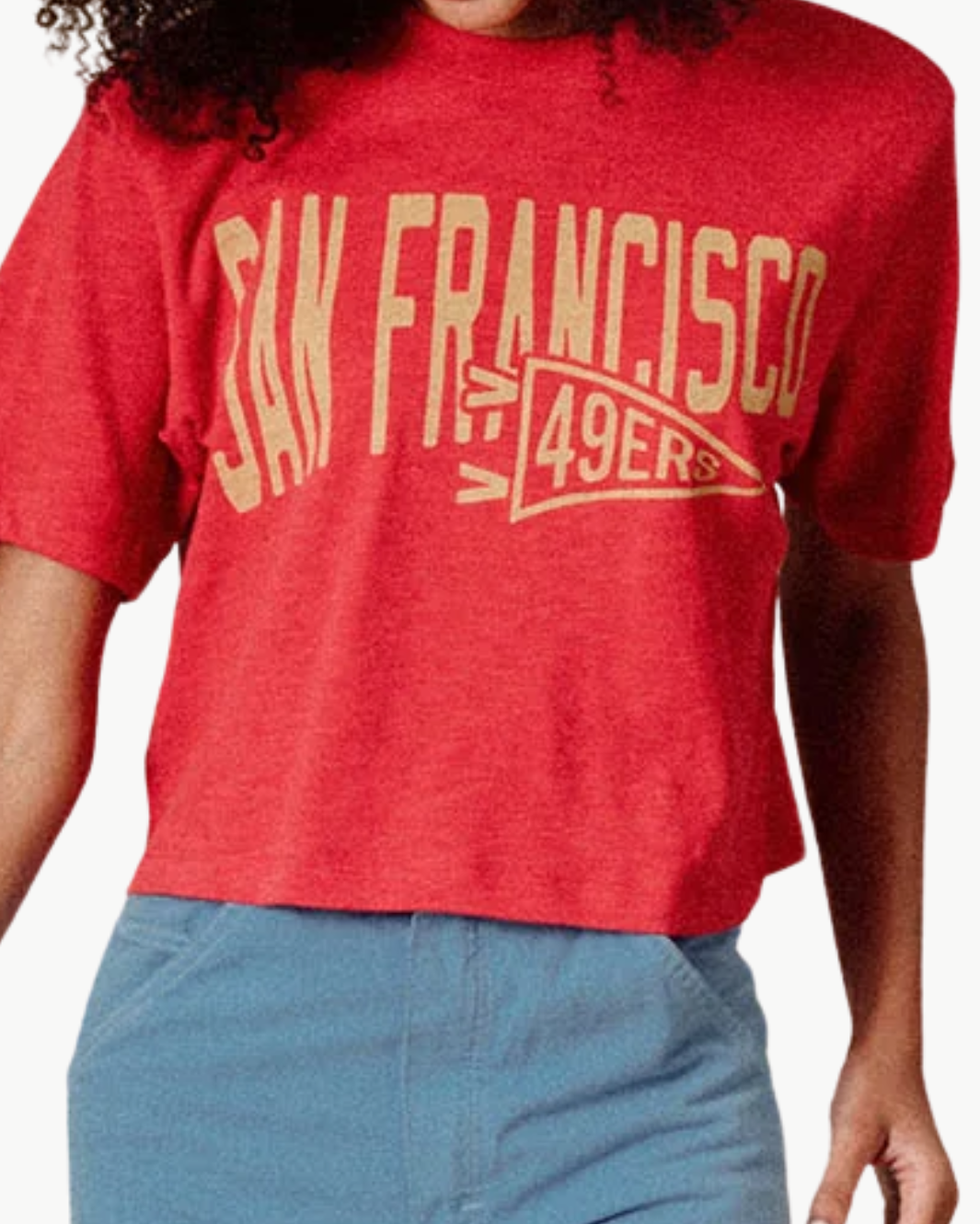 Junk Food 49ERS DUAL THREAT MOCK CROP at Romi Boutique