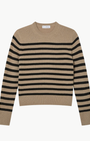 White & Warren CASHMERE STRIPED CREWNECK at Romi Boutique