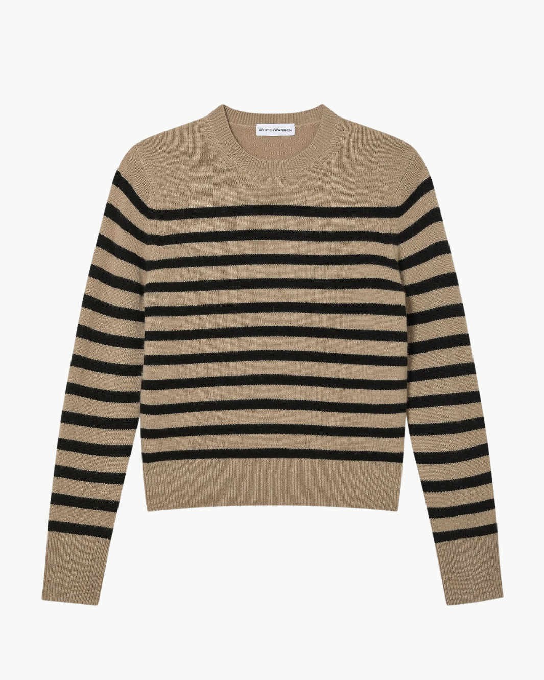 White & Warren CASHMERE STRIPED CREWNECK at Romi Boutique