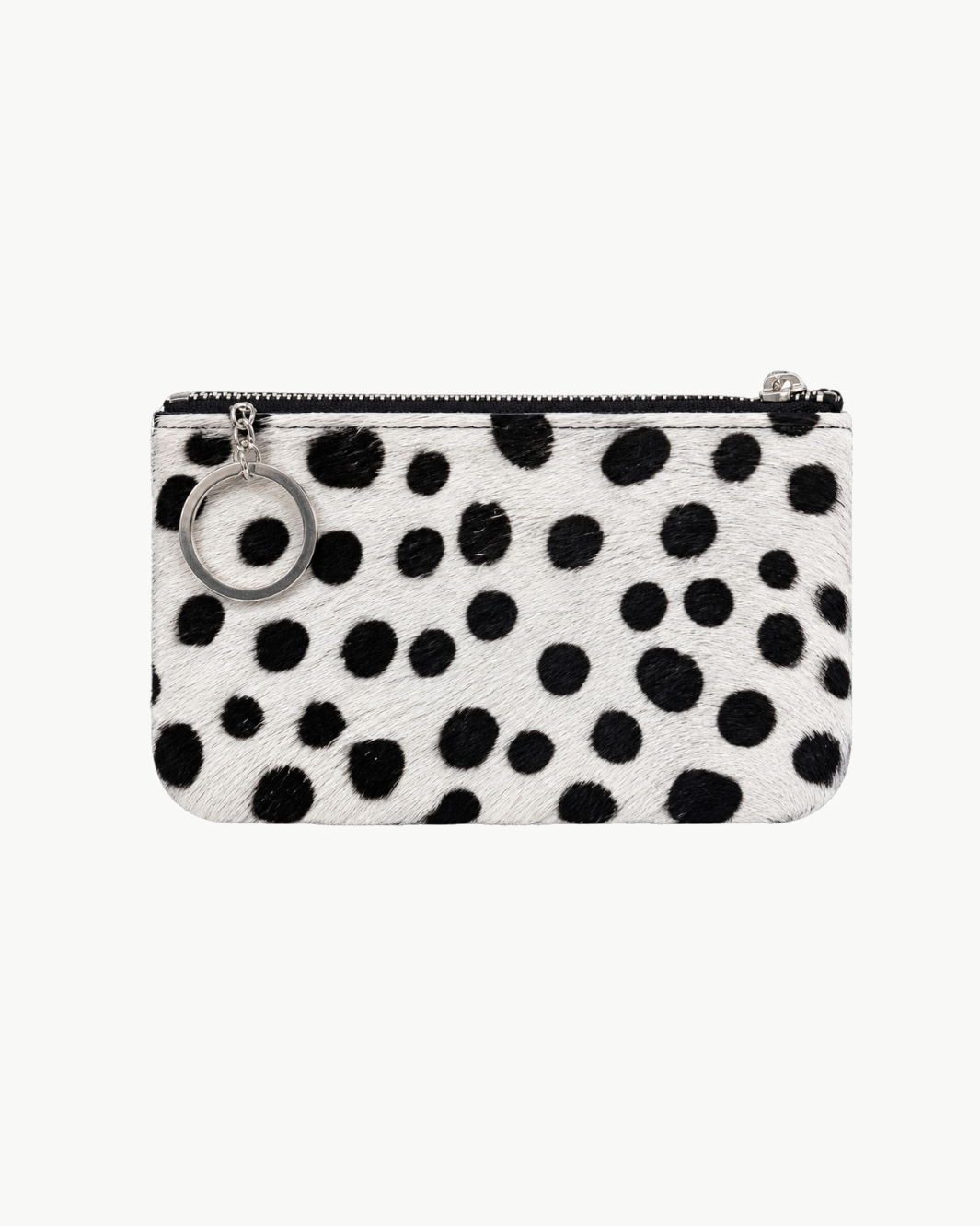 White Cheetah Keychain Credit Card Pouch