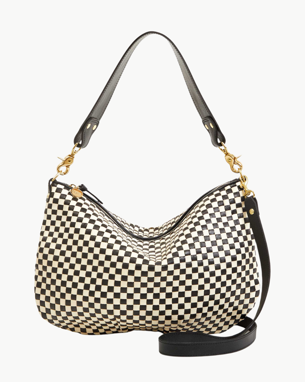 MOYEN MESSENGER IN BLACK/CREAM WOVEN CHECKER