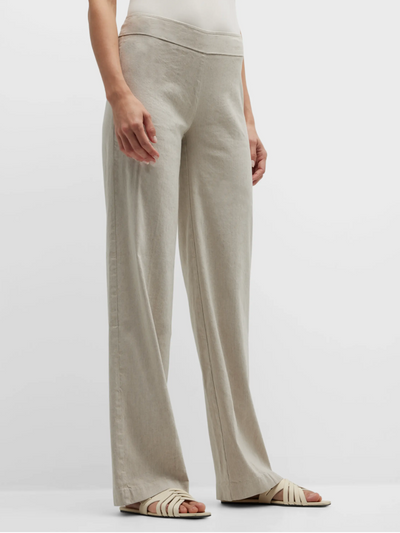 FLAVIA LINEN PANT IN OATMEAL - Romi Boutique