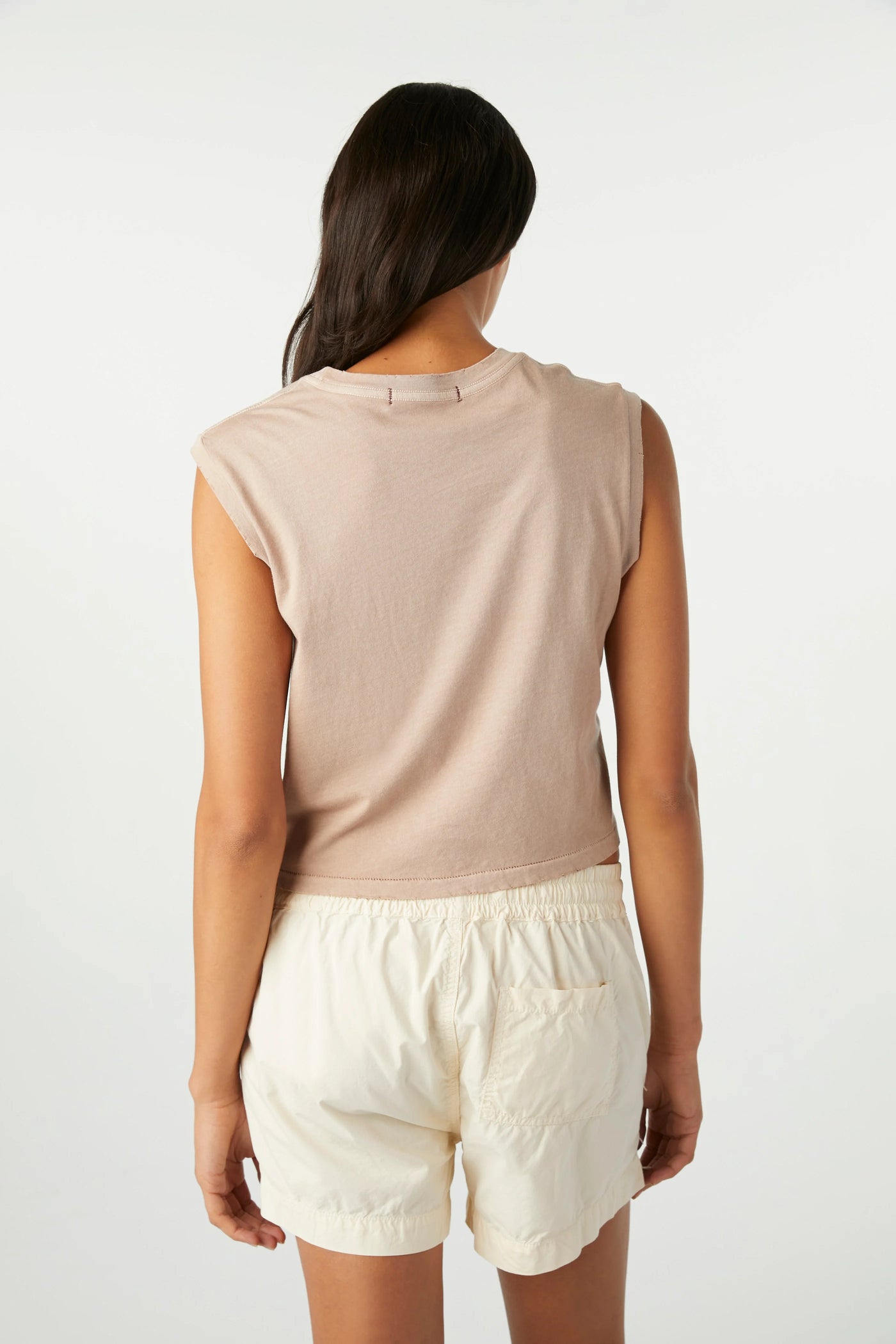 SLEEVELESS BABE TEE IN TAUPE - Romi Boutique