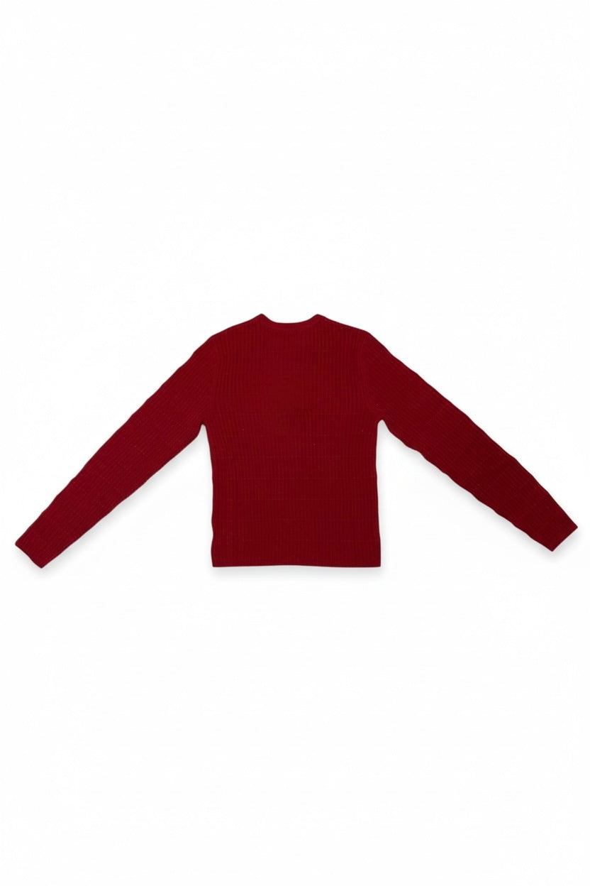 CASHMERE TEXTURED HENLEY IN DEEP CRIMSON