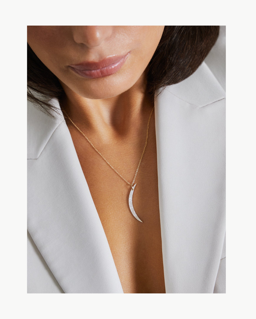 EF Collection Diamond Crescent Necklace in 14K Yellow Gold at Romi Boutique