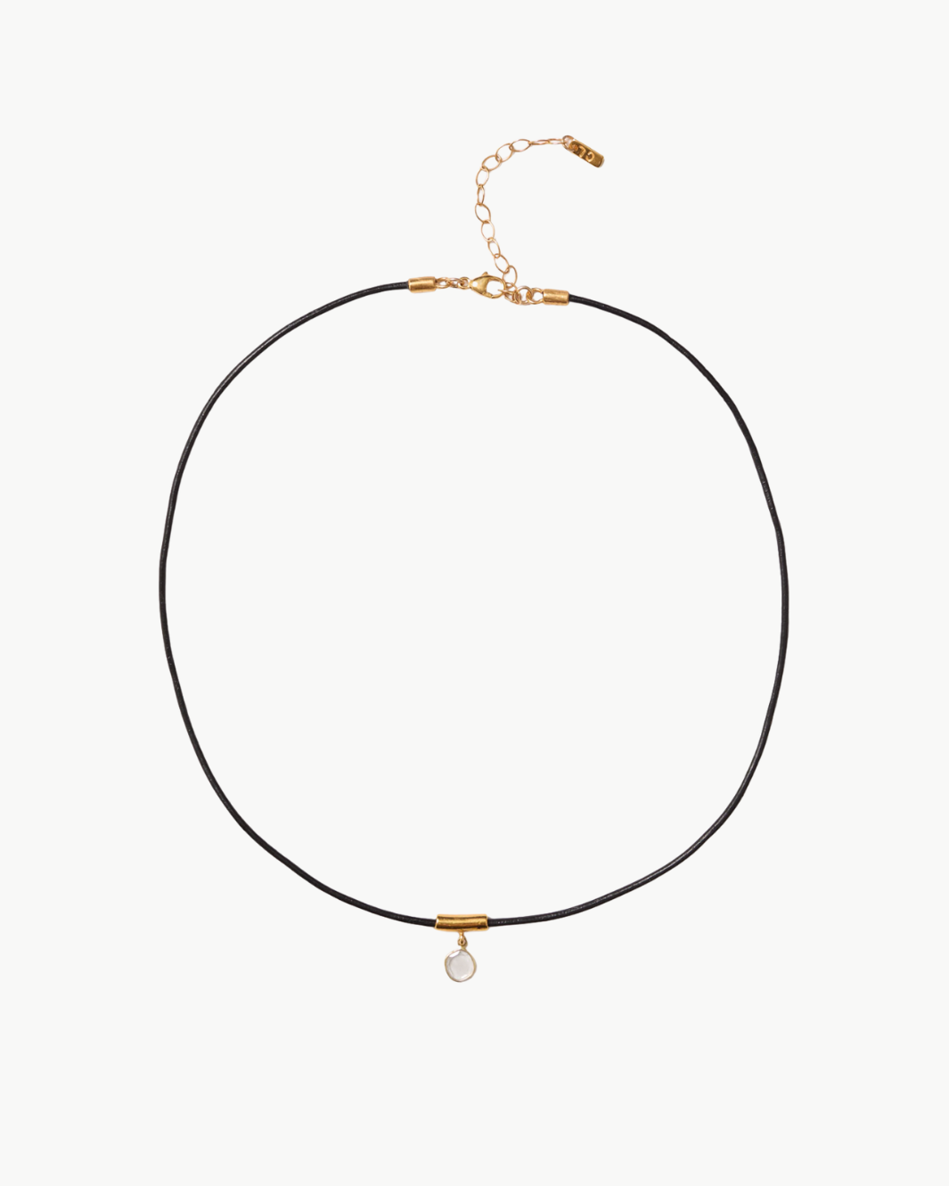 MOISSANITE SLICE CHOKER IN BLACK LEATHER