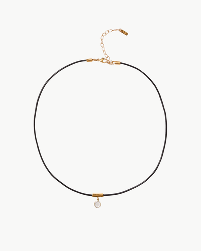 MOISSANITE SLICE CHOKER IN BLACK LEATHER