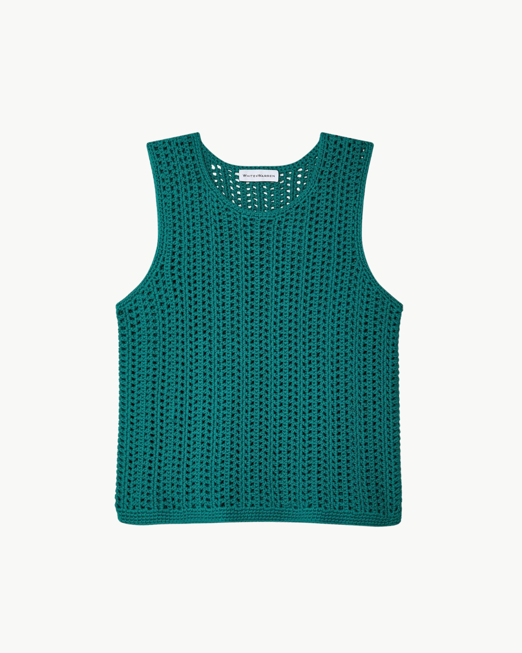White & Warren LOFTY COTTON CROCHET SLEEVELESS TANK at Romi Boutique