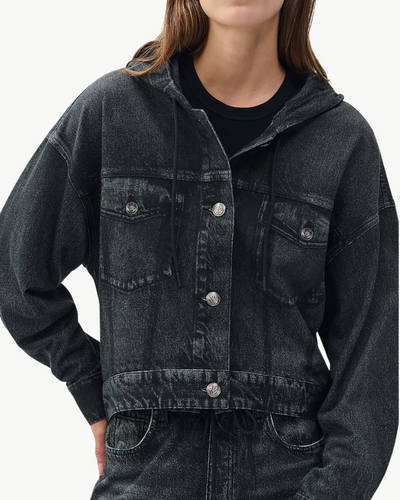 MIRAMAR TERRY HOOD TRUCKER JACKET IN FADED BLACK