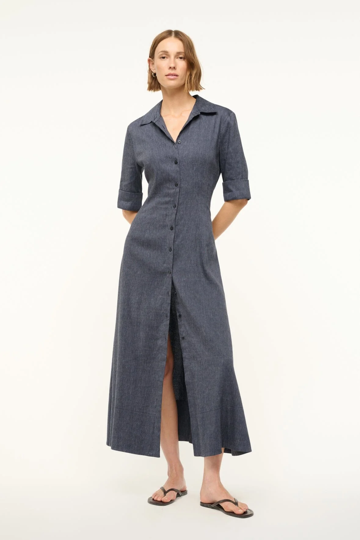 JOAN LINEN DRESS IN CHAMBRAY