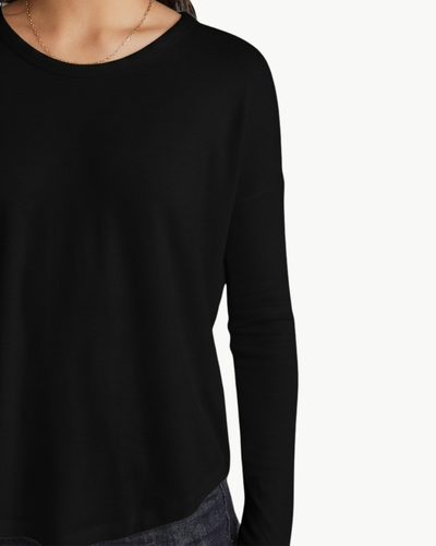 THE LONG SLEEVE KNIT TEE IN BLACK
