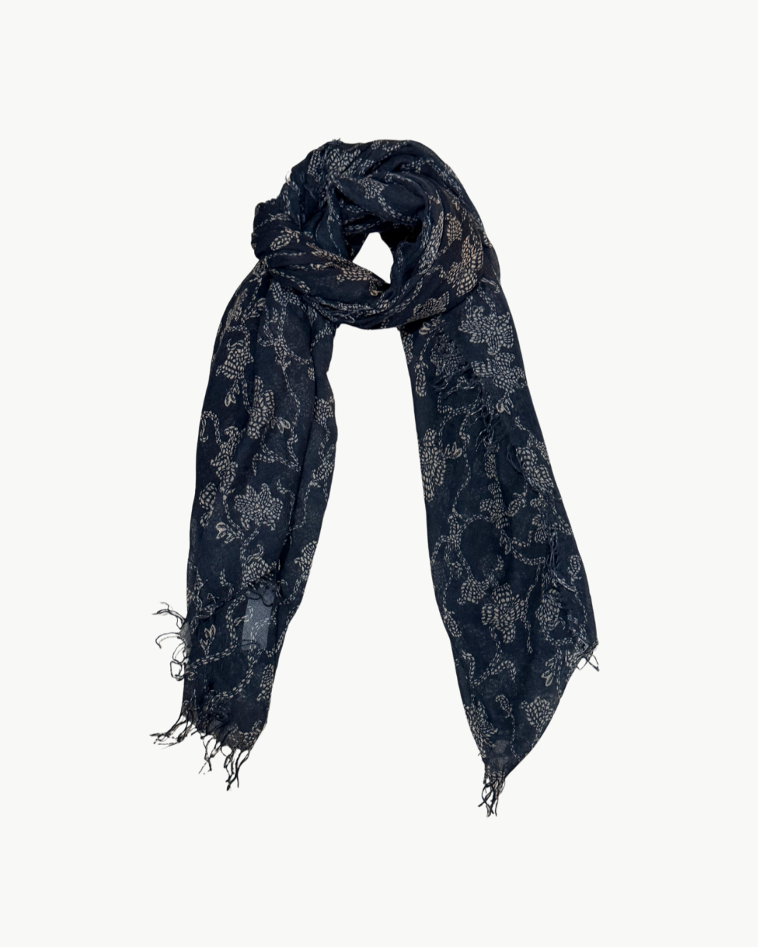 CASHMERE AND SILK SCARF IN BLACK FLORAL - Romi Boutique