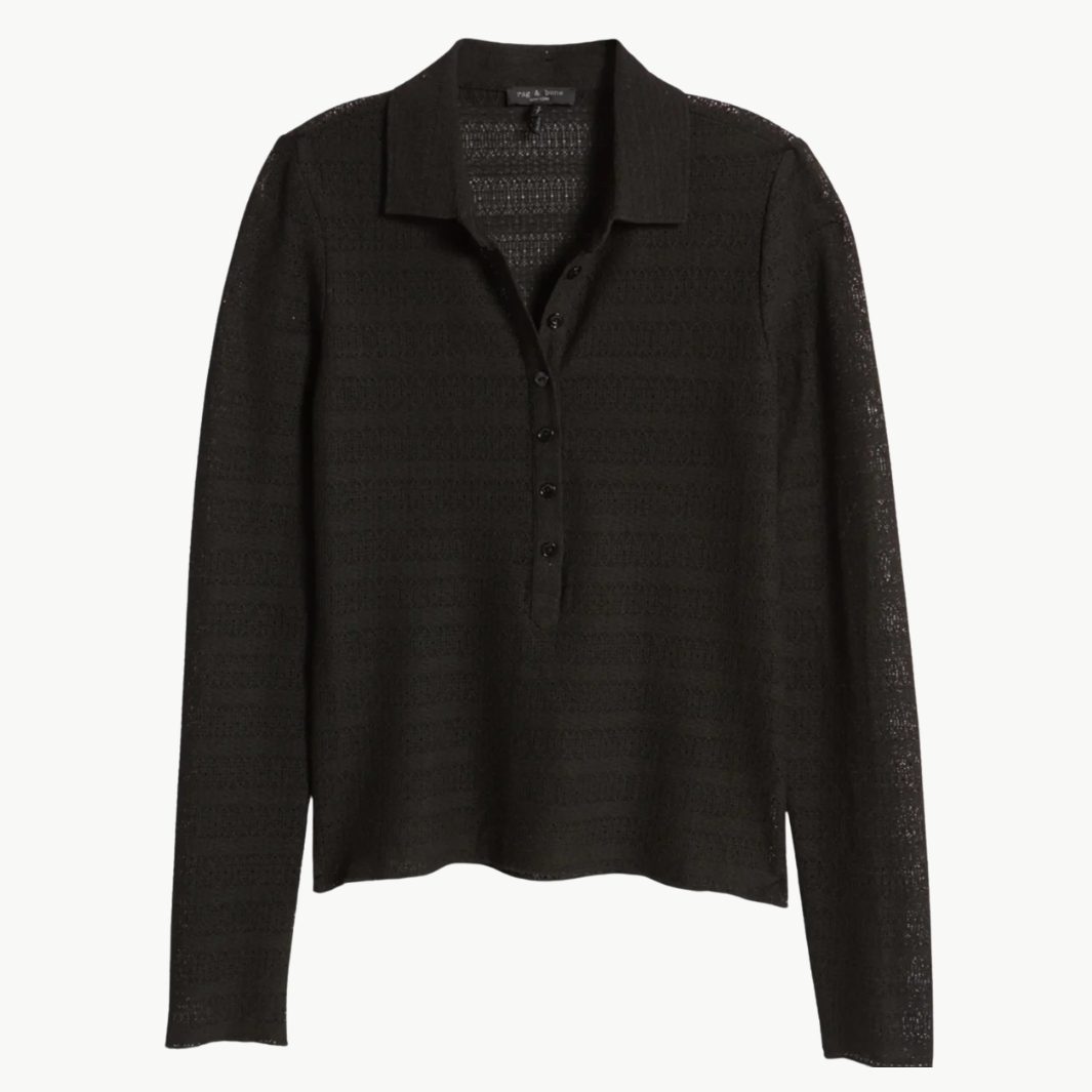Rag & Bone JULIA LONG SLEEVE POLO at Romi Boutique