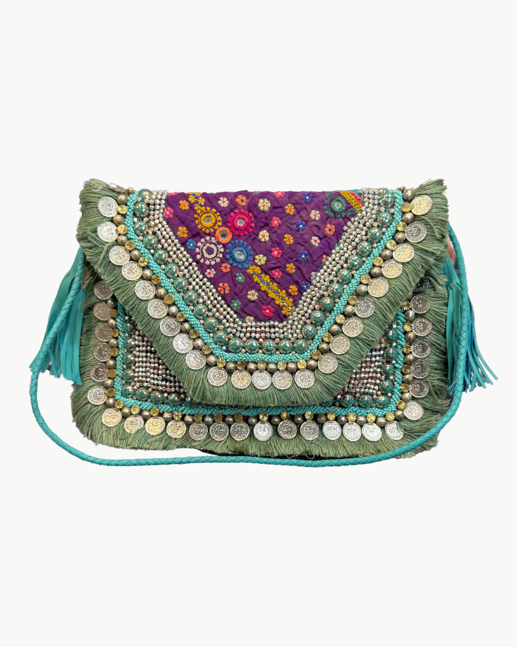 BANJARA CLUTCH IN TURQUOISE