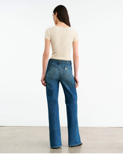 FLORENCE LACE UP JEAN IN CLASSIC WASH