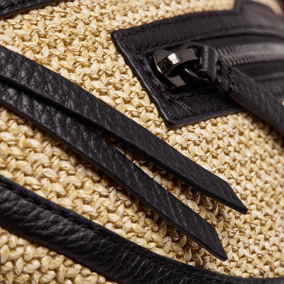 CHARLES CROSSBODY MED IN CHAPARRAL RAFFIA/GUNMETAL