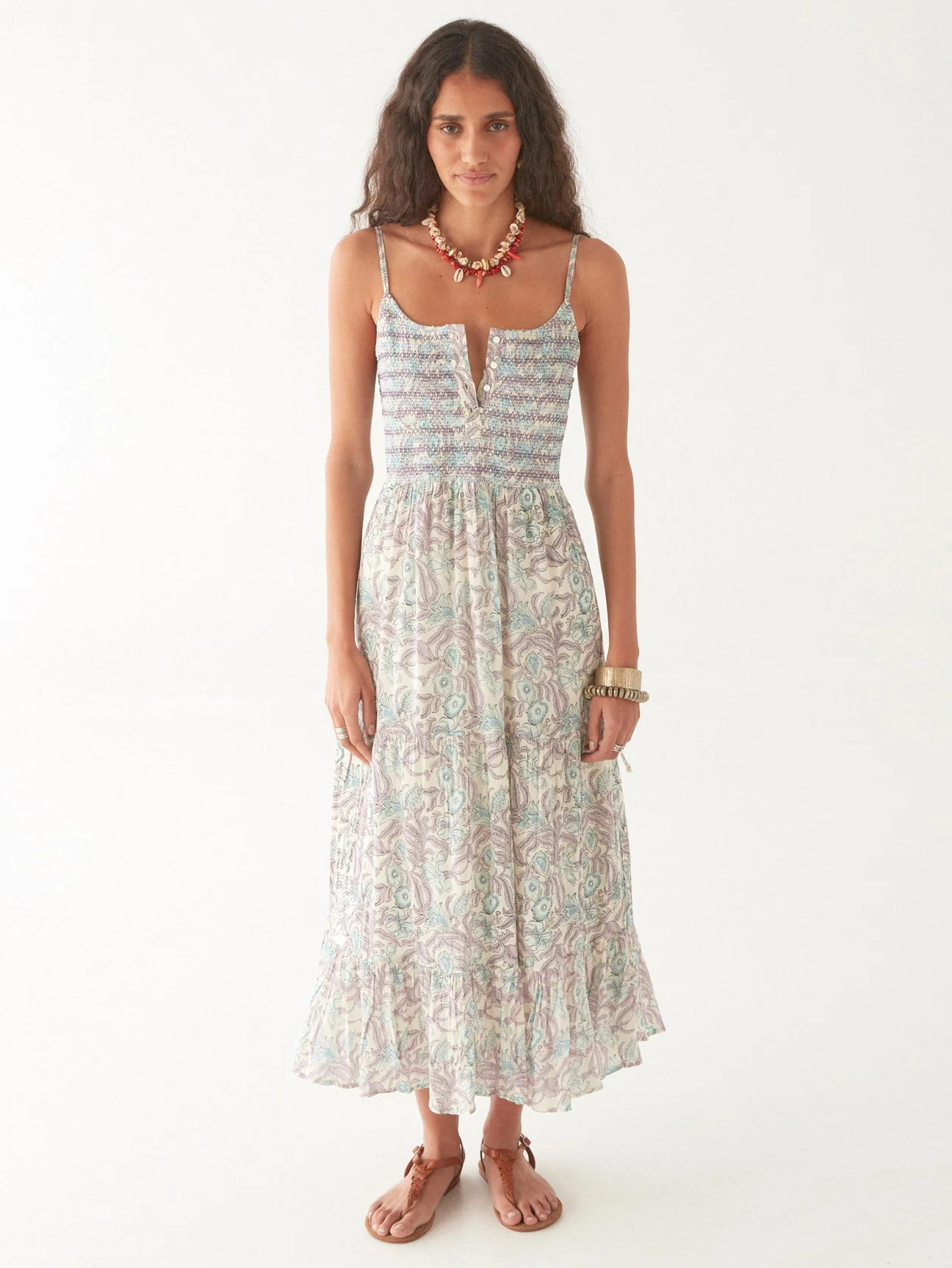 LULU DRESS IN PURPLE PARADISE HAWAIIAN BLUE