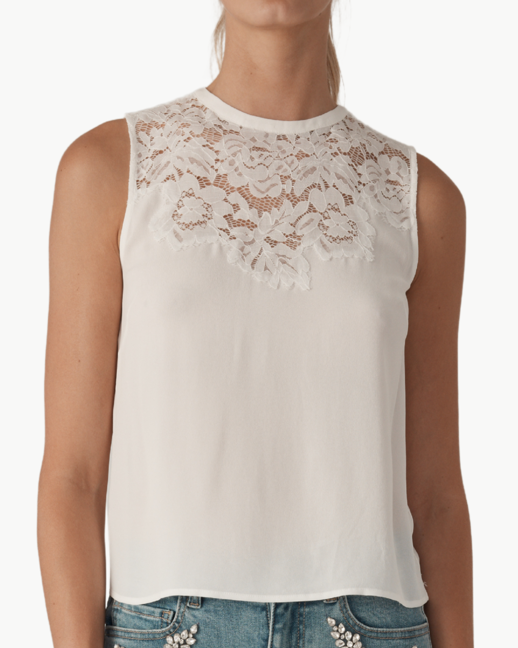 Generation Love LAURIE LACE COMBO TANK at Romi Boutique