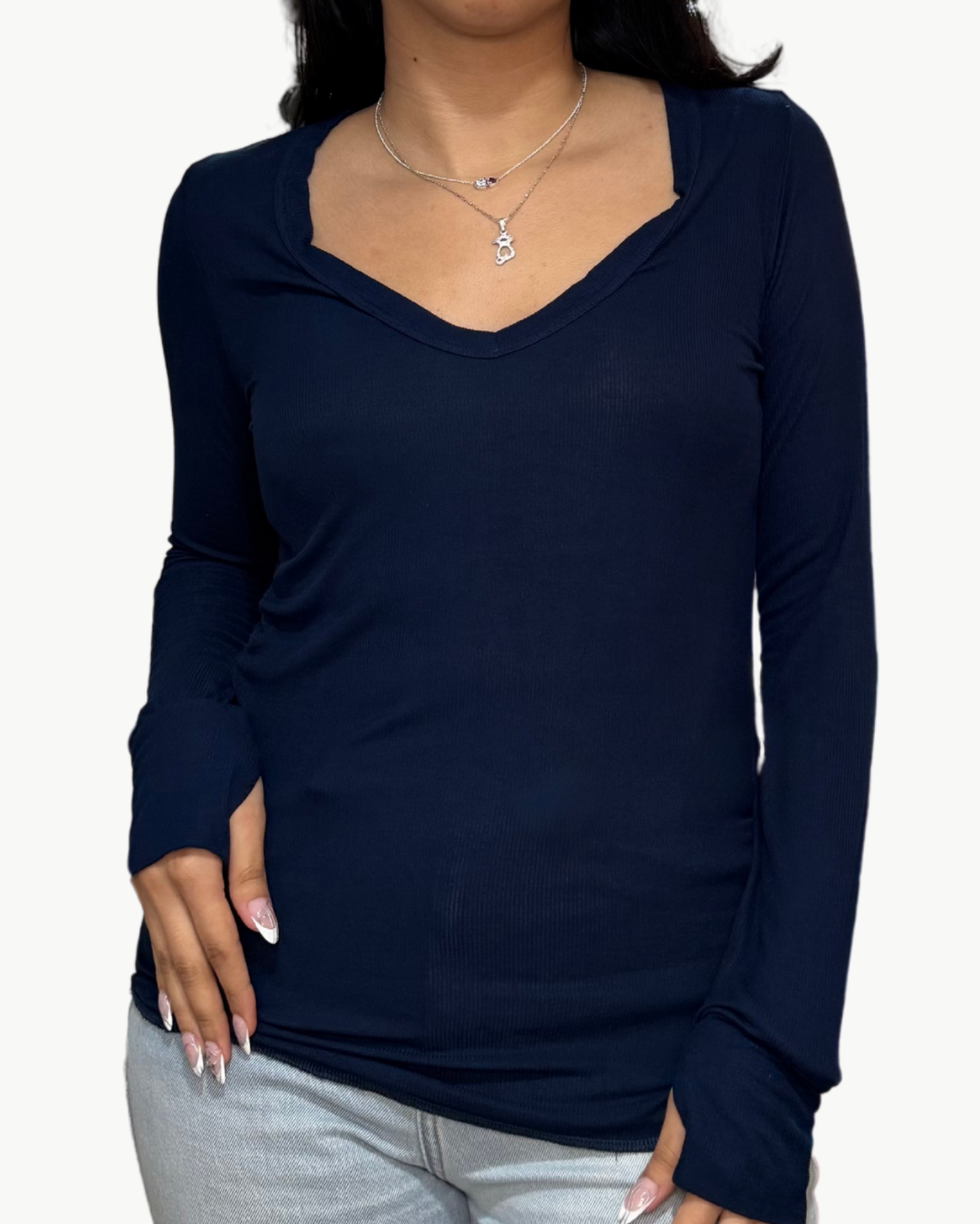 OTIS FITTED V-NECK IN ASTRAL NAVY
