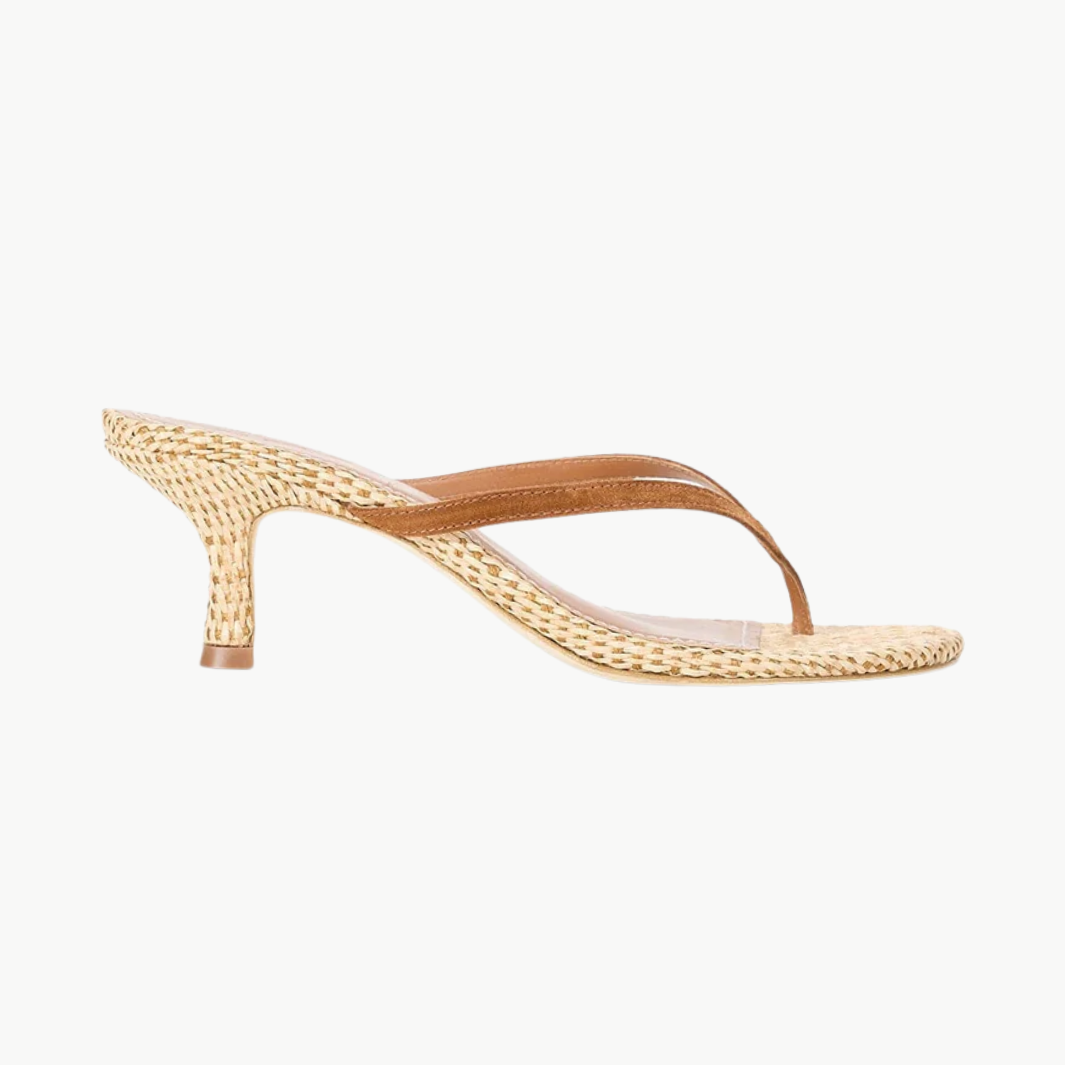 Staud FREJA THONG KITTEN HEEL RAFFIA at Romi Boutique