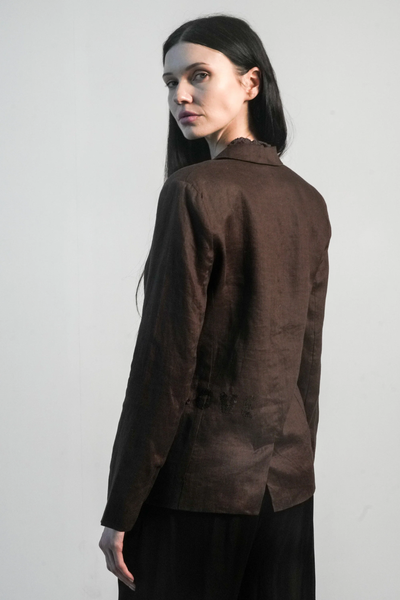 PARIS LINEN JACKET IN CHOCOLATE