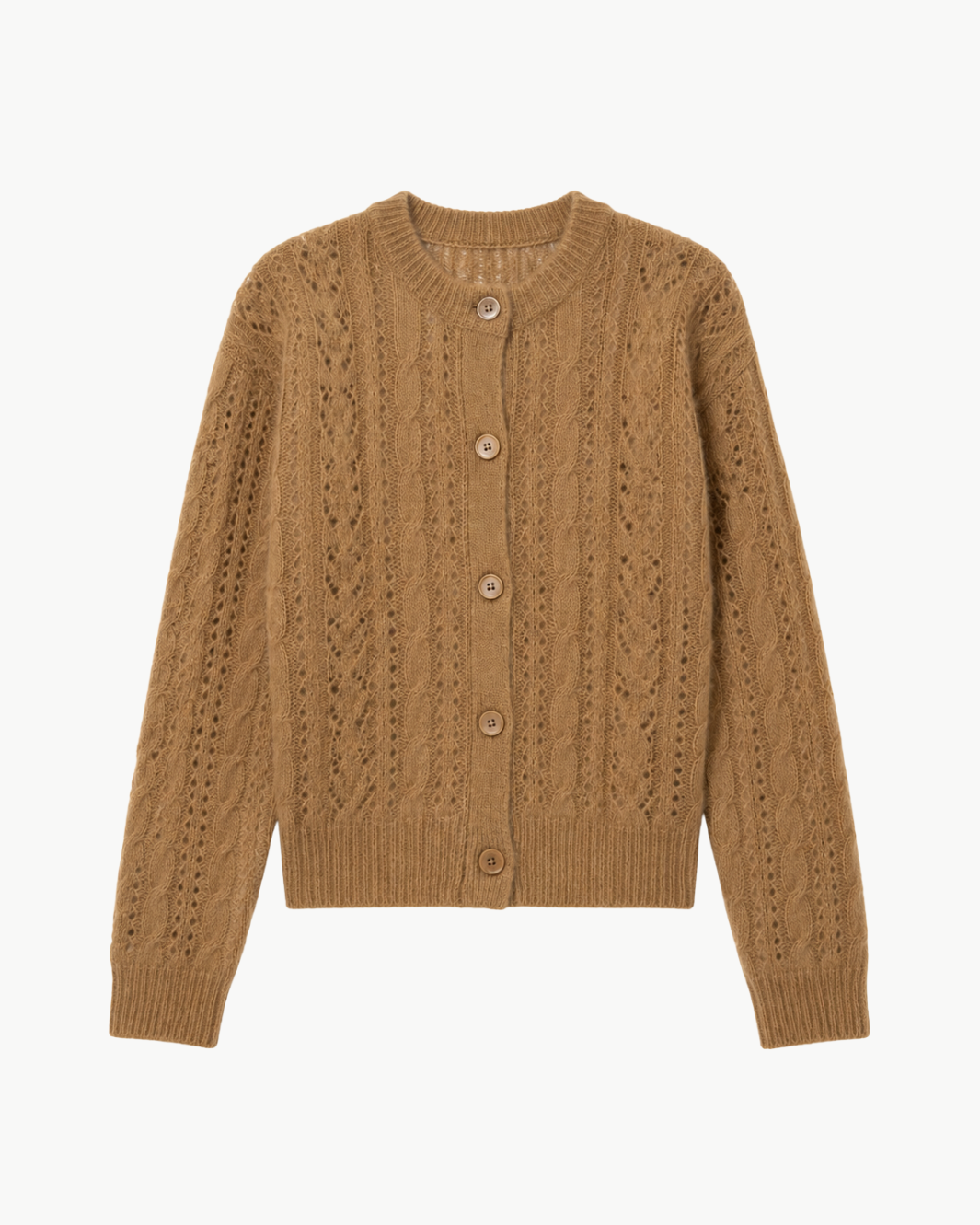 Pointelle Crew Neck Cardigan