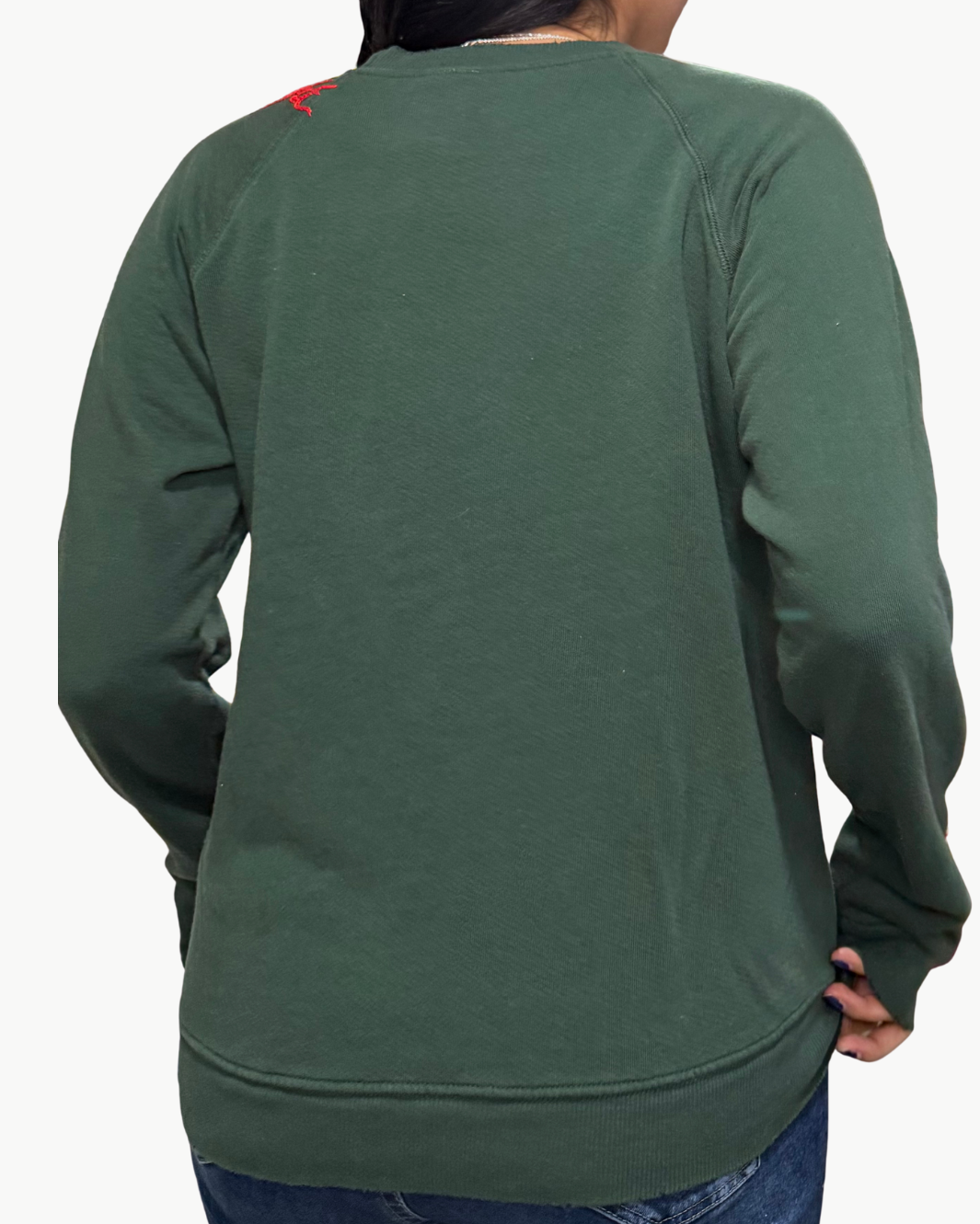 MERRY & BRIGHT CANDY CANE CREW SWEATSHIRT IN PINE GREEN/RED