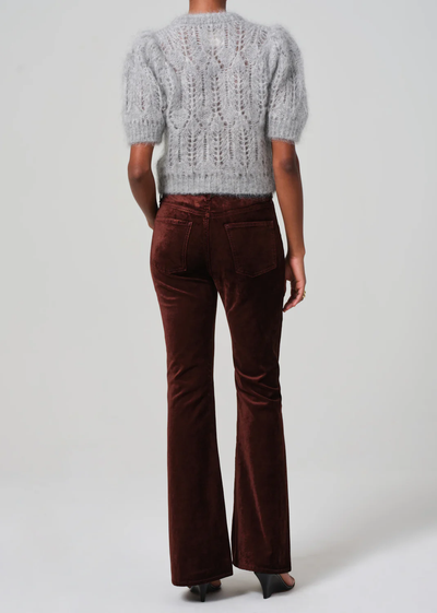LILAH FLARE WITH WELT POCKET VELVET IN CHOCOLATE MILK