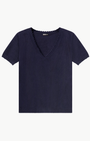 Minnie Rose COTTON CASHMERE FRAYED V TEE at Romi Boutique