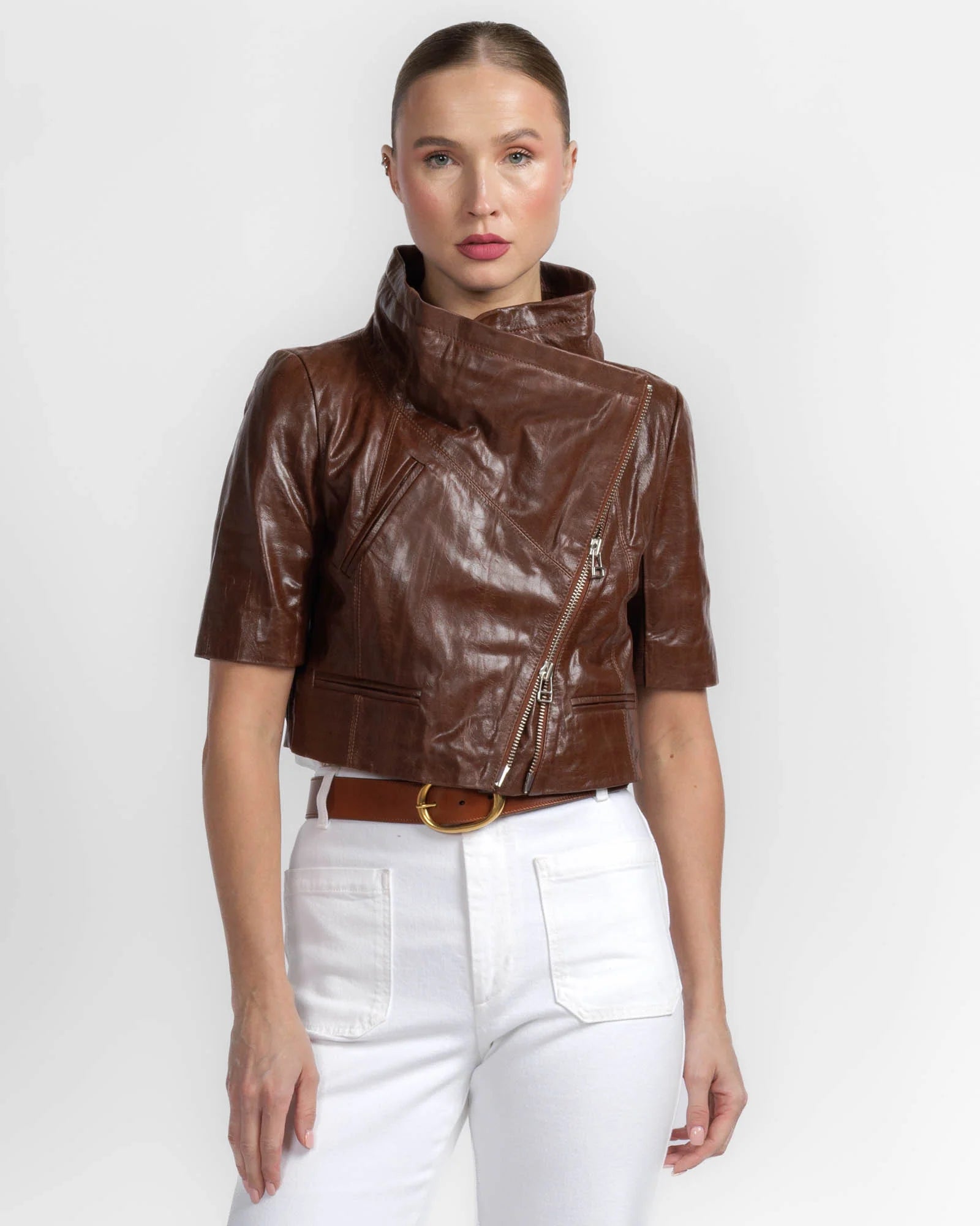 Cropped Leather Jacket