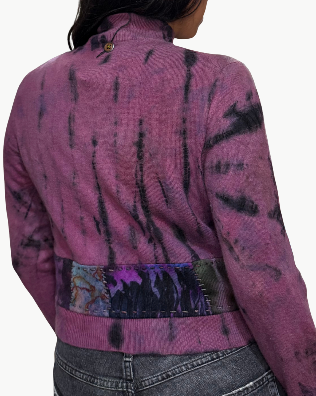 MOCK NECK RELAXED CROP VIGNETTE IN DEEP BLUSH