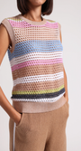 Minnie Rose COTTON CASHMERE MESH MUSCLE TANK at Romi Boutique
