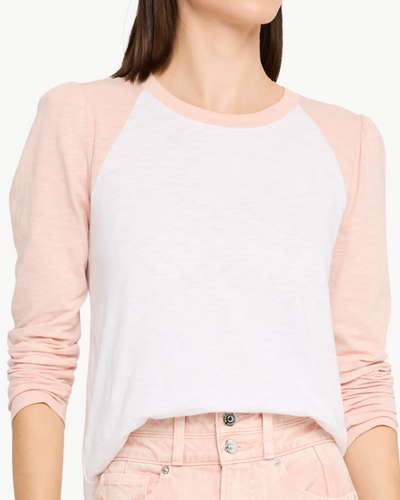 MASON BASEBALL TEE IN WHITE/PINK