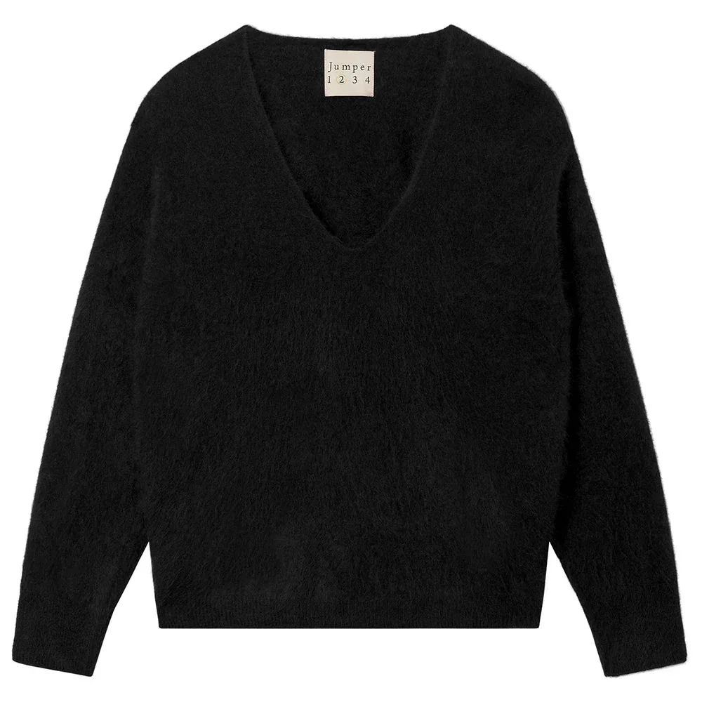 CASHMERE BRUSHED BOXY VEE IN NIGHT - Romi Boutique