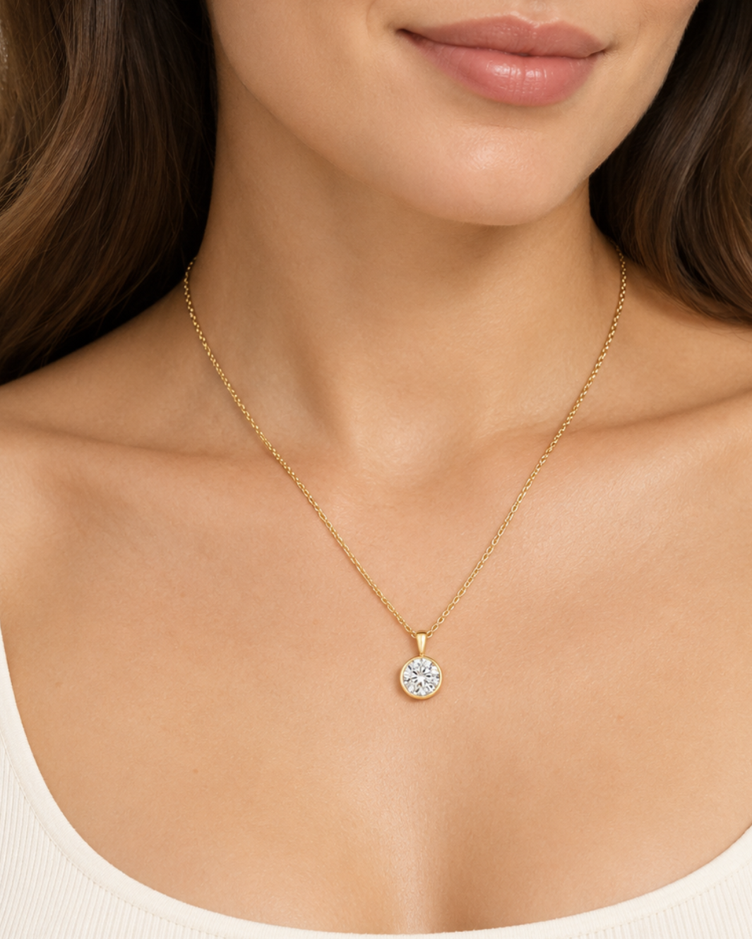 Solstice Statement Bezel Diamond Necklace