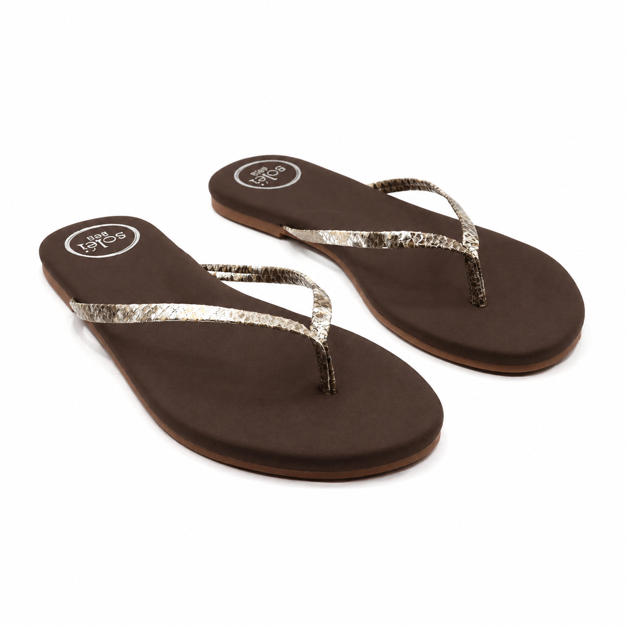 Solei Sea Copa Brown With Lizard Print Sandal at Romi Boutique