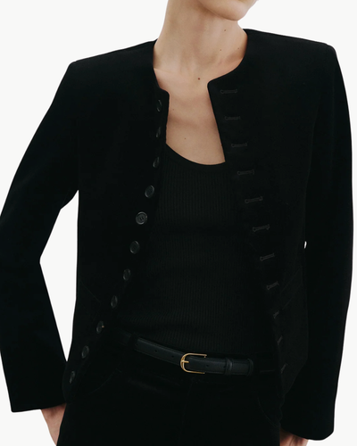 PATTI VELVET SHORT JACKET IN BLACK - Romi Boutique