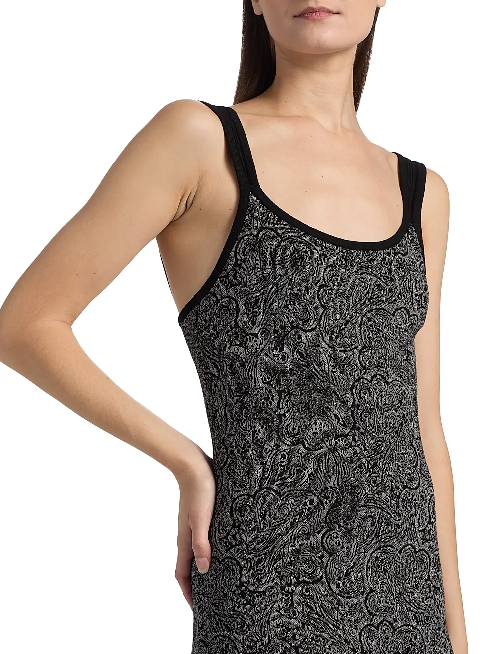 LIDIA SLEEVELESS METALLIC SWEATER MINI DRESS IN PLATINUM JACQUARD