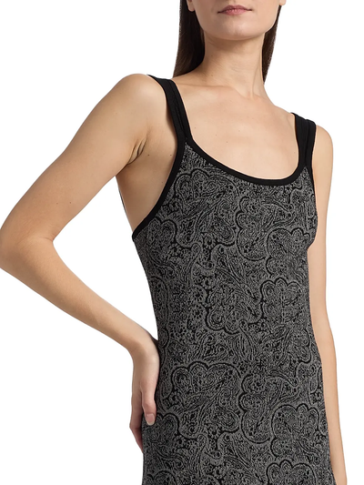 LIDIA SLEEVELESS METALLIC SWEATER MINI DRESS IN PLATINUM JACQUARD