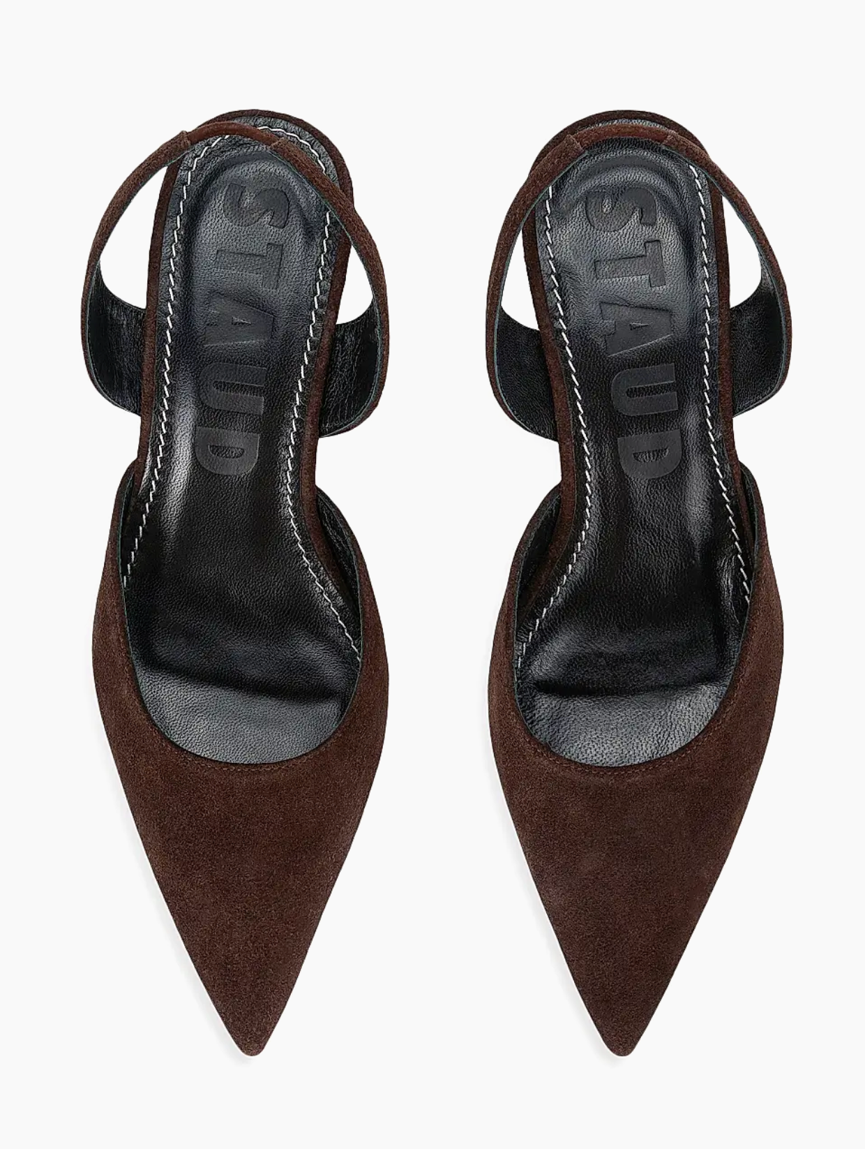 Staud SEBASTIAN SLINGBACK IN SUEDE ESPRESSO at Romi Boutique