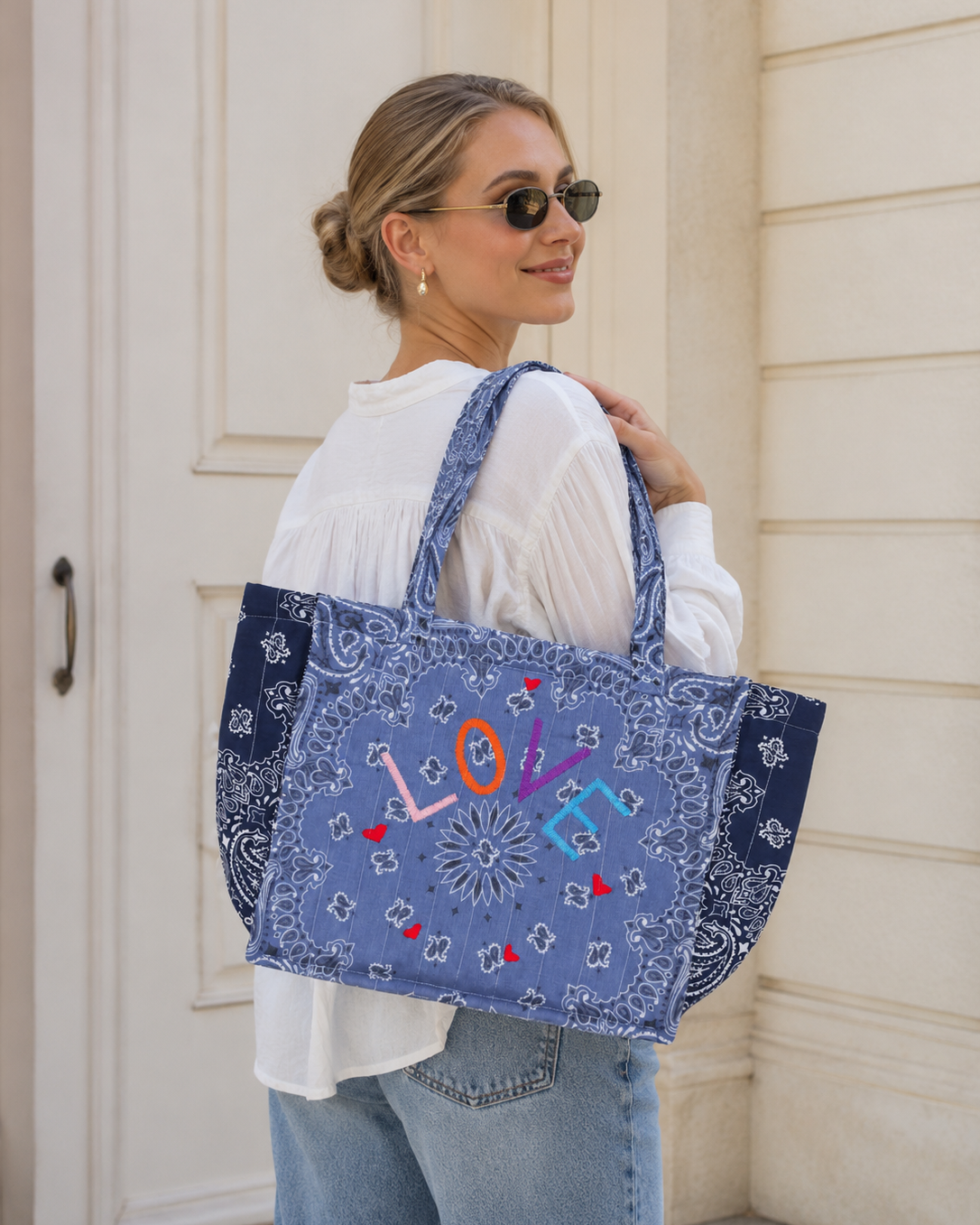 Call It By Your Name Medium Quilted Tote Bag - Love at Romi Boutique